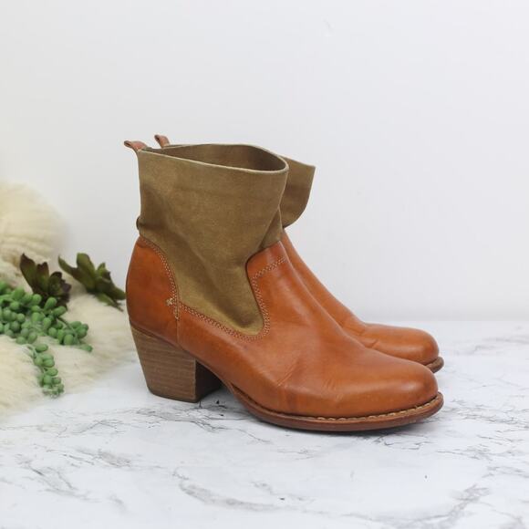 Rag & Bone Goodyear Mercer II Tan Brown Leather Suede Ankle Slouch Boots Size 38 - Picture 1 of 9